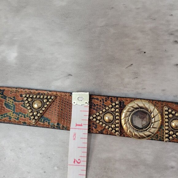 Leather Rock Womens Leather Belt Metal Buckle Studded 27-32 Western Boho 6051 - Picture 8 of 12